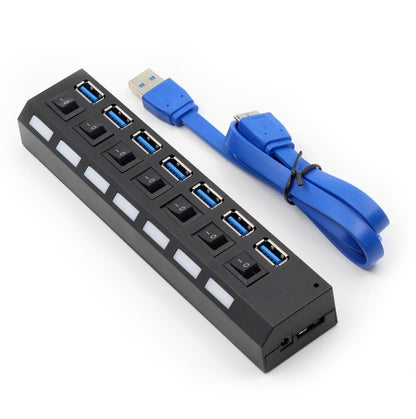 7-PORT USB3.0 EXTERNER HUB HIGH SPEED MIT STROMADAPTER 