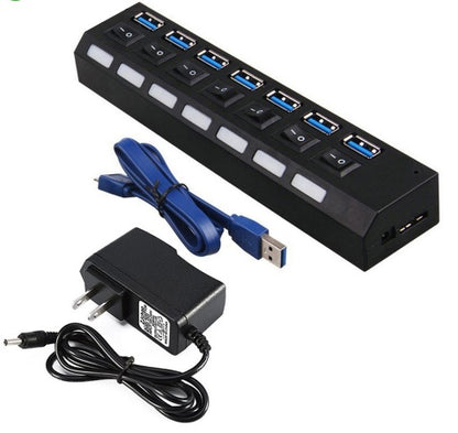 7-PORT USB3.0 EXTERNER HUB HIGH SPEED MIT STROMADAPTER 