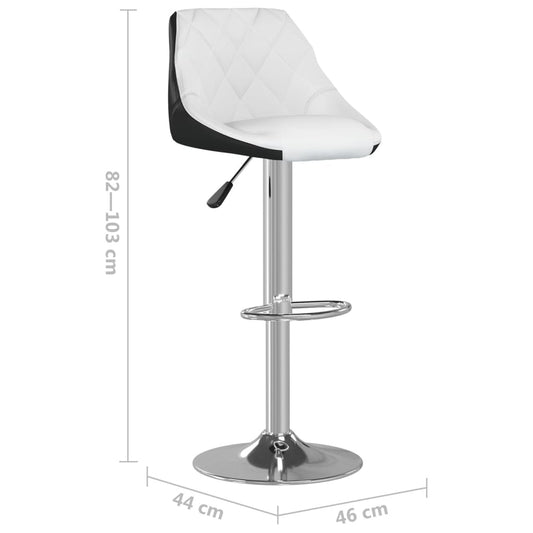 Bar stools 2 white and black imitation leather