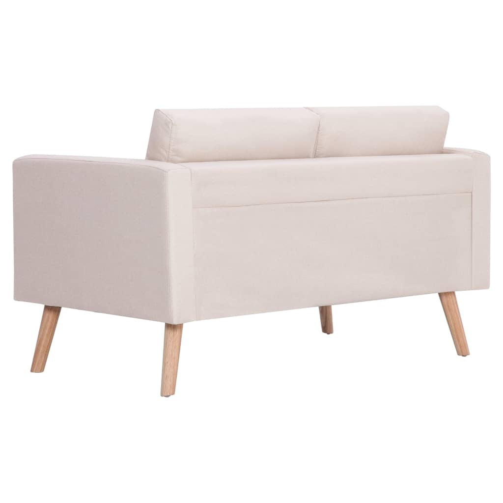 2 seater cream white fabric sofa