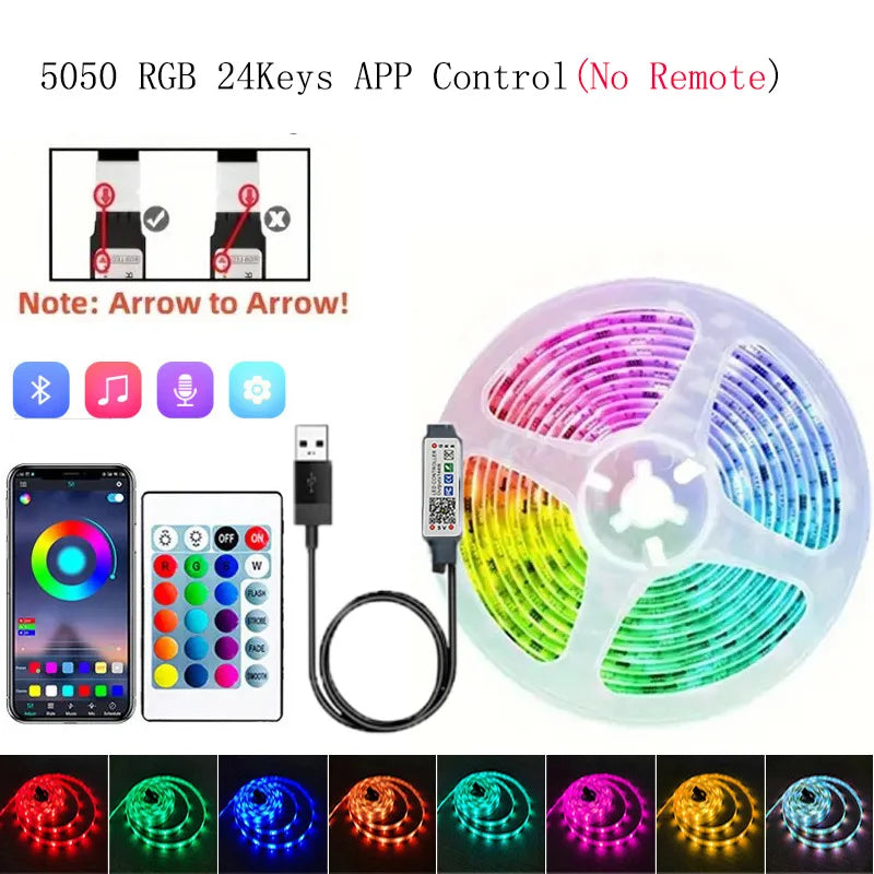 USB 1-30M LED-Lichtleiste RGB 5050 Bluetooth Wifi APP-Steuerung Luces LED-Lichtleiste Beleuchtung Musiksynchronisation für Party PC TV Wohnzimmer R 