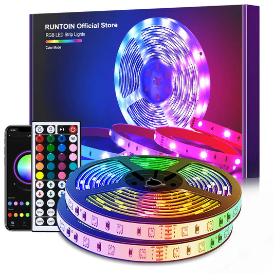 USB-LED-Streifenlichter RGB 5050 1–40 m, Farbwechsel, Bluetooth-App-Steuerung, LED-Lampe, Diodenband, Band für Raumdekoration, TV-Hintergrundbeleuchtung