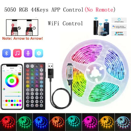 USB 1-30M LED-Lichtleiste RGB 5050 Bluetooth Wifi APP-Steuerung Luces LED-Lichtleiste Beleuchtung Musiksynchronisation für Party PC TV Wohnzimmer R 