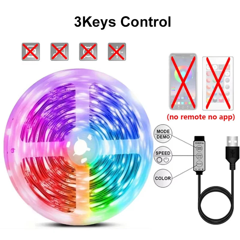 USB 1-30M LED-Lichtleiste RGB 5050 Bluetooth Wifi APP-Steuerung Luces LED-Lichtleiste Beleuchtung Musiksynchronisation für Party PC TV Wohnzimmer R 