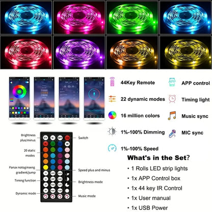 USB 1-30M LED-Lichtleiste RGB 5050 Bluetooth Wifi APP-Steuerung Luces LED-Lichtleiste Beleuchtung Musiksynchronisation für Party PC TV Wohnzimmer R 