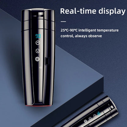 Car Heating Cup 12V Stainless Car Kettle Touch Screen Electric Smart Temperature Control LCD Display