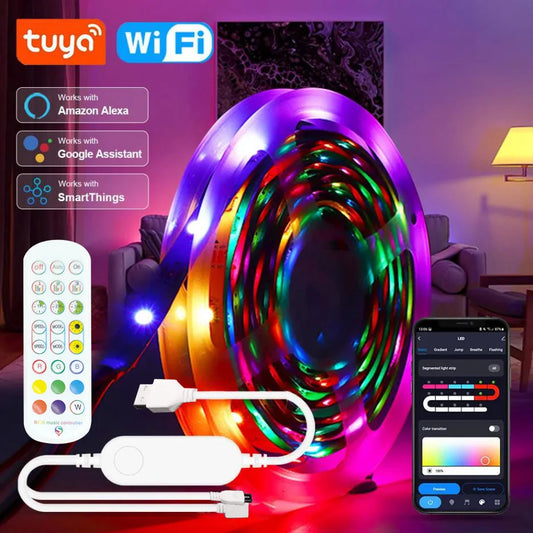 1-30M/100FT USB-LED-Streifenlichter Tuya APP-Steuerung Farbwechsel 5050 RGB TV-Hintergrundbeleuchtung Flexibles Lampenband für die Raumdekoration 