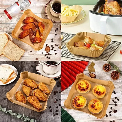 50-300Pcs Air fryer Baking Paper for Barbecue Plate Square Oven Pan Pad 23/20/16cm AirFryer Oil-Proof Disposable Paper Liner