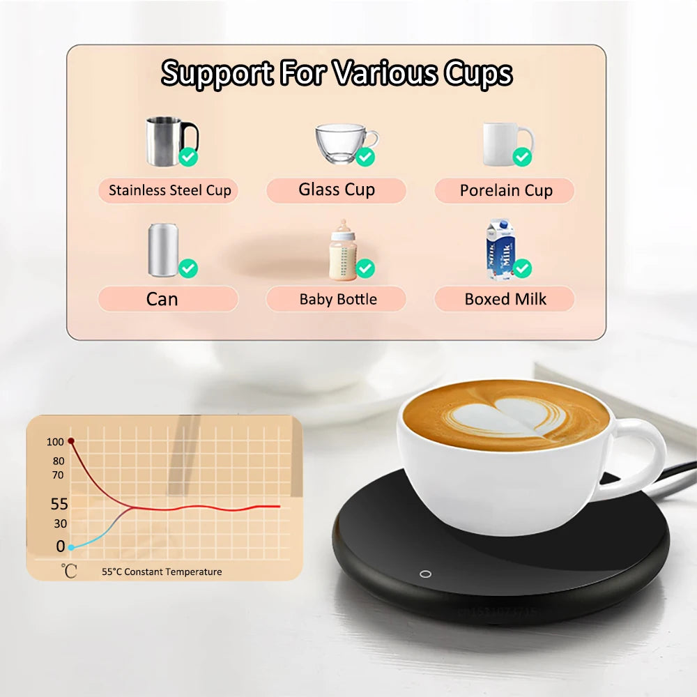 Tassenwärmer, USB-Tassenwärmer, Kaffeetassenheizung, Thermostat-Heizung, Untersetzer, Tasse, elektrisch, Milch, Tee, Kaffeetassenwärmer für Büro und Zuhause 