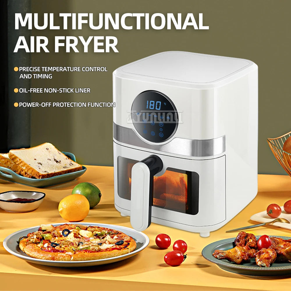 Household Air Fryer Multifunctional 6L Intelligent Freidora Oil-free Visualization Electric Frying Oven Fried Machine