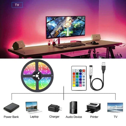 RGB 5050 LED Strip Light Remote App Control TV Led Backlight Flexible Ribbon Tape USB 5V Led Light for PC Gaming Room Decoration