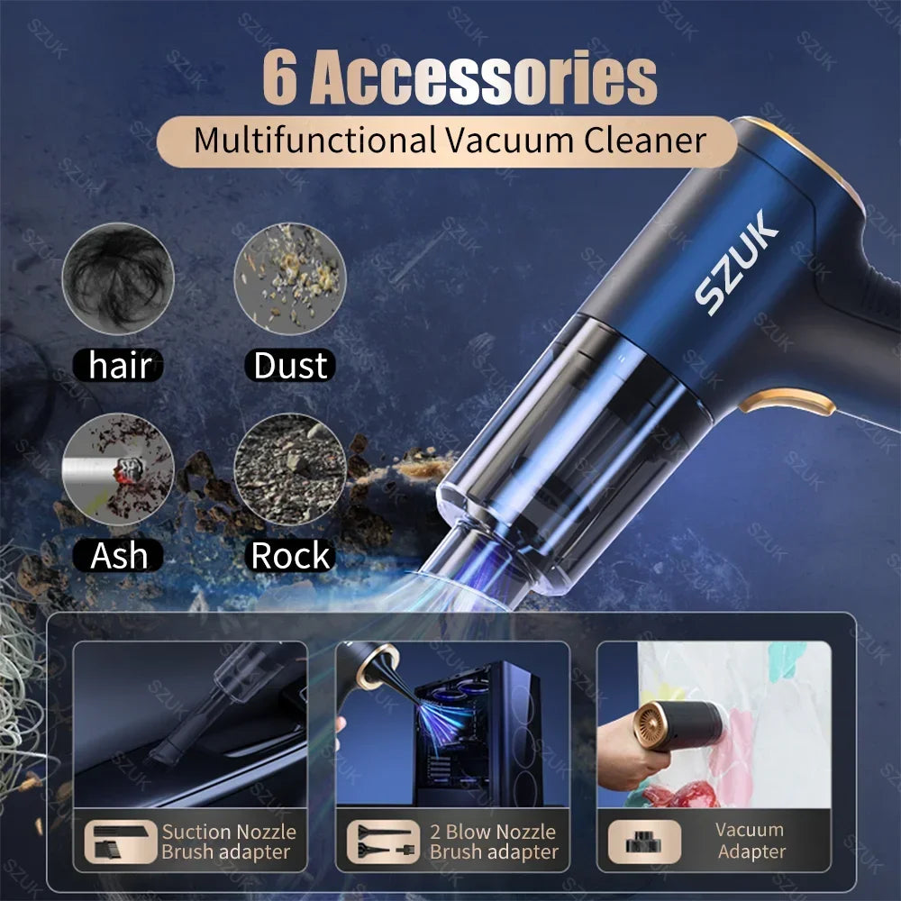 Car Vacuum Cleaner Wireless Mini Powerful Vacuum Cleaner Home Appliance Portable Handheld Cordless Super Strong Cleaning