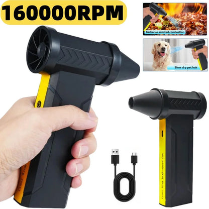 10000mah Mini Air Blower 160000RPM Turbo Jet Fan Wind Speed ​​Multifunctional Electric Blower Blowing Dust Dryer